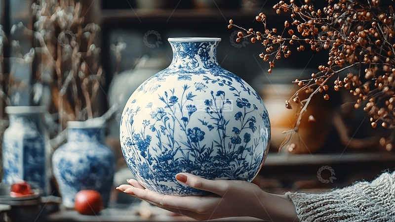 高清大图下载【趣麦麦图】青花瓷花瓶