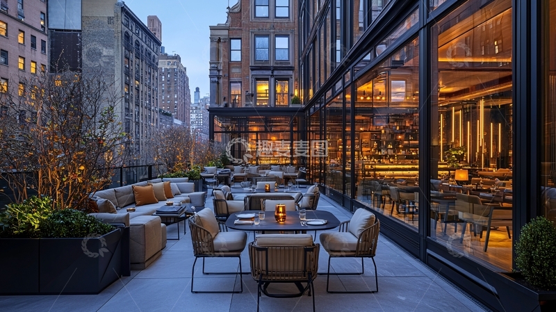 高清大图下载【趣麦麦图】纽约酒店露台夜景
