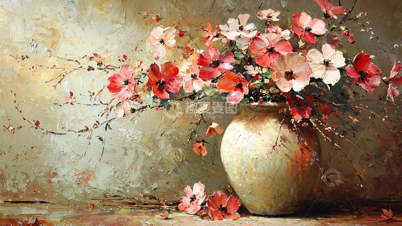 高清大图下载【趣麦麦图】油画花瓶静物