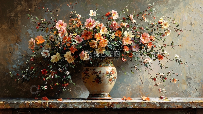 高清大图下载【趣麦麦图】静物油画花卉