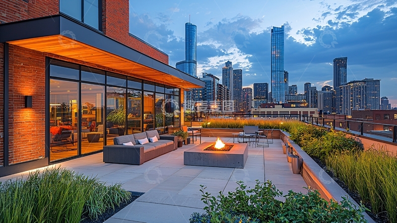 高清大图下载【趣麦麦图】城市景观屋顶露台