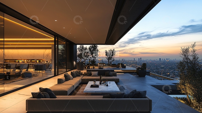 高清大图下载【趣麦麦图】现代简约别墅夜景