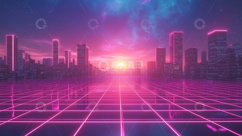 高清大图下载【趣麦麦图】复古未来城市