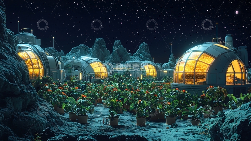 高清大图下载【趣麦麦图】月球基地夜景