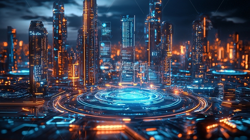 高清大图下载【趣麦麦图】未来科技城市夜景
