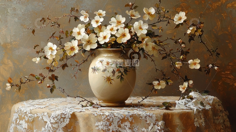 高清大图下载【趣麦麦图】静物花卉油画