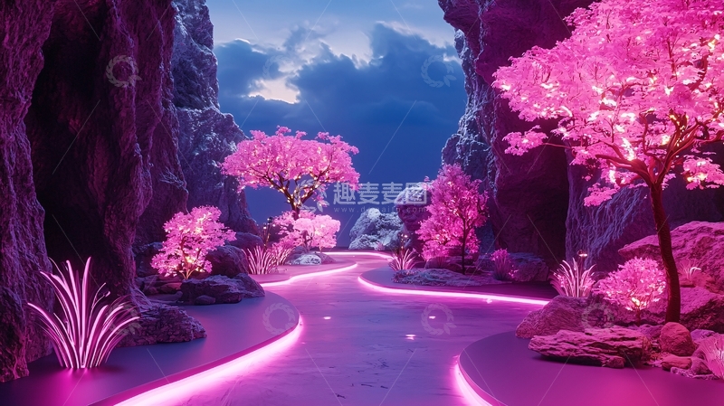 高清大图下载【趣麦麦图】粉色梦幻峡谷
