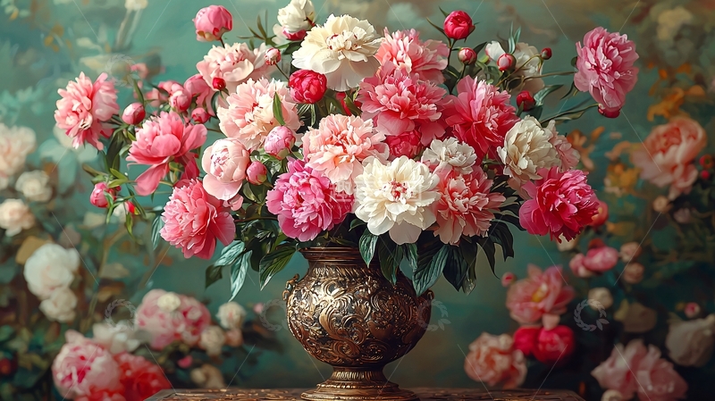 高清大图下载【趣麦麦图】精美牡丹花瓶插花