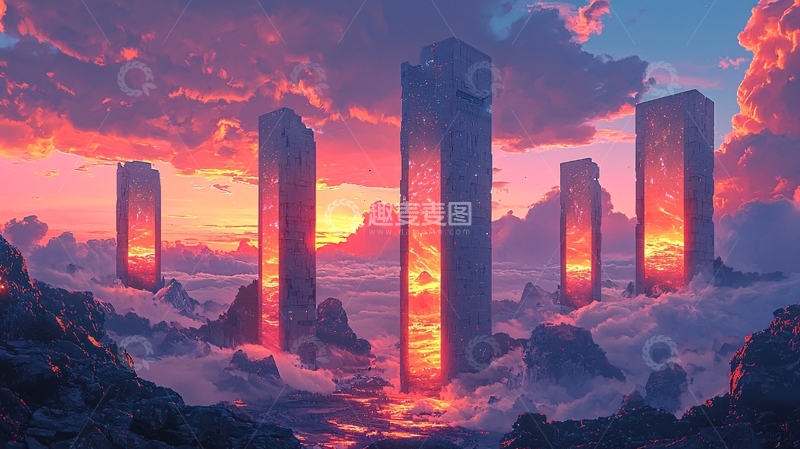 高清大图下载【趣麦麦图】燃烧的石柱