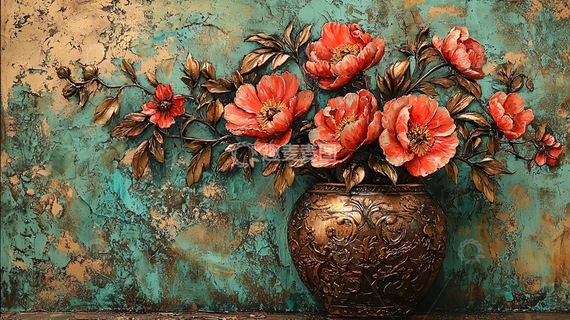 高清大图下载【趣麦麦图】铜器花瓶