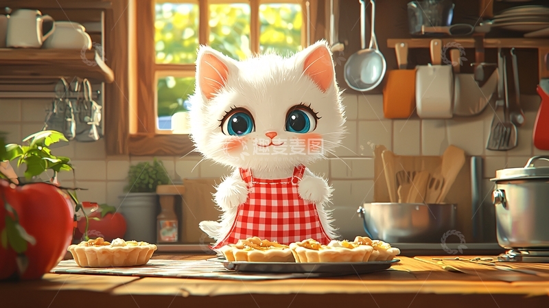 高清大图下载【趣麦麦图】可爱猫咪烘焙师