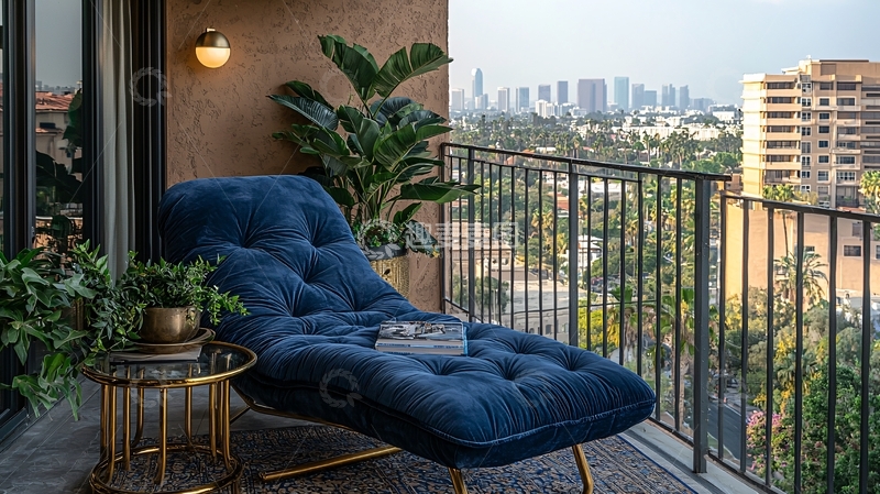 高清大图下载【趣麦麦图】阳台躺椅城市景观