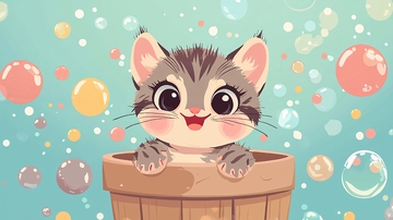 可爱猫咪花盆泡泡