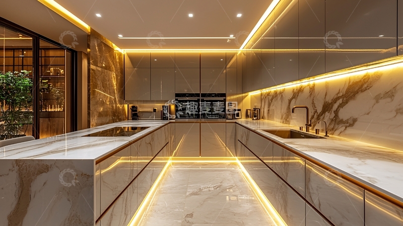 高清大图下载【趣麦麦图】奢华现代化开放式厨房