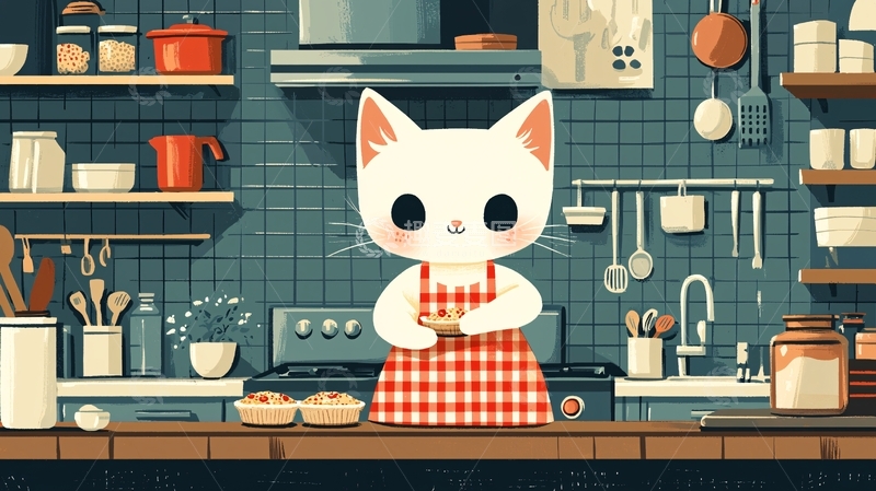 高清大图下载【趣麦麦图】可爱猫咪厨房