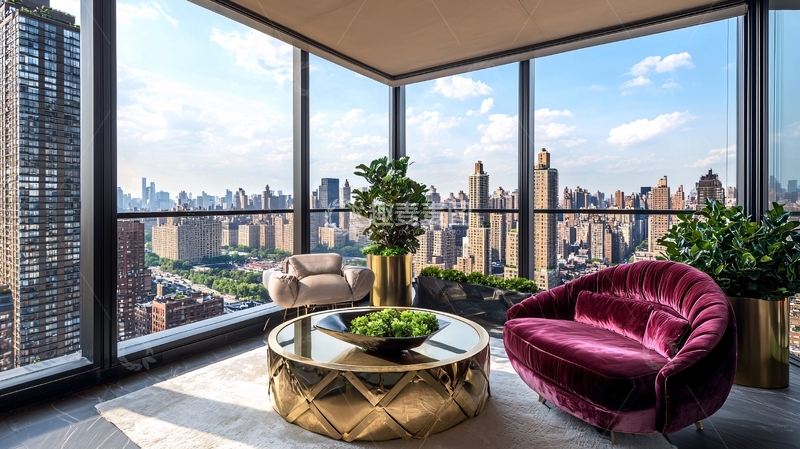 高清大图下载【趣麦麦图】高层公寓落地窗景观