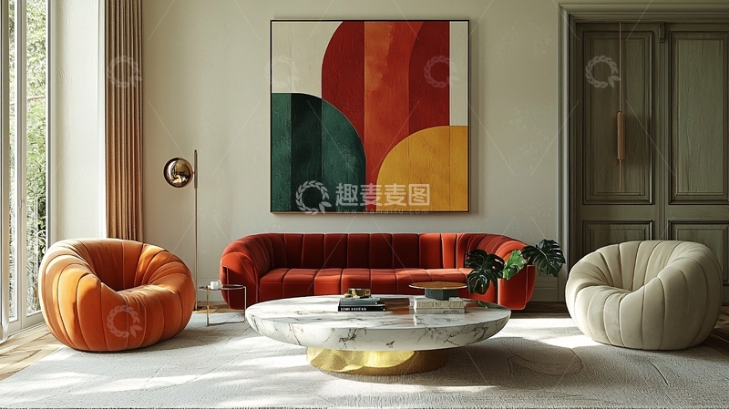 高清大图下载【趣麦麦图】现代轻奢客厅装饰画