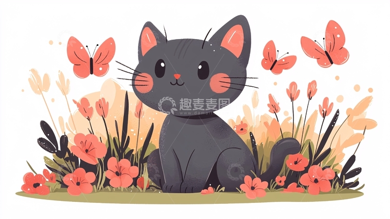 高清大图下载【趣麦麦图】可爱卡通小猫