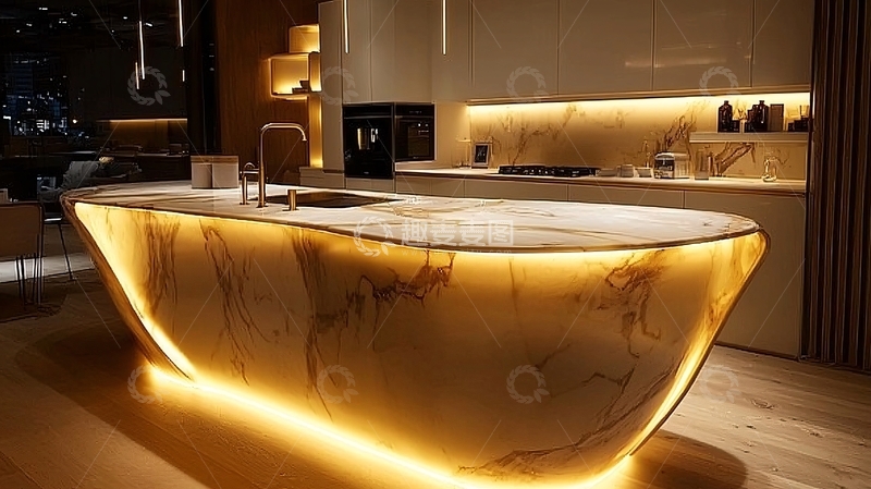 高清大图下载【趣麦麦图】现代简约风格大理石岛台