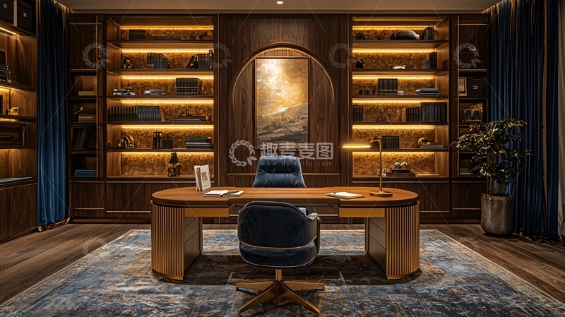 高清大图下载【趣麦麦图】高端大气书房设计