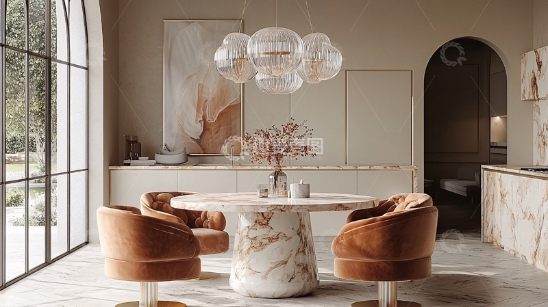高清大图下载【趣麦麦图】现代简约轻奢餐厅设计