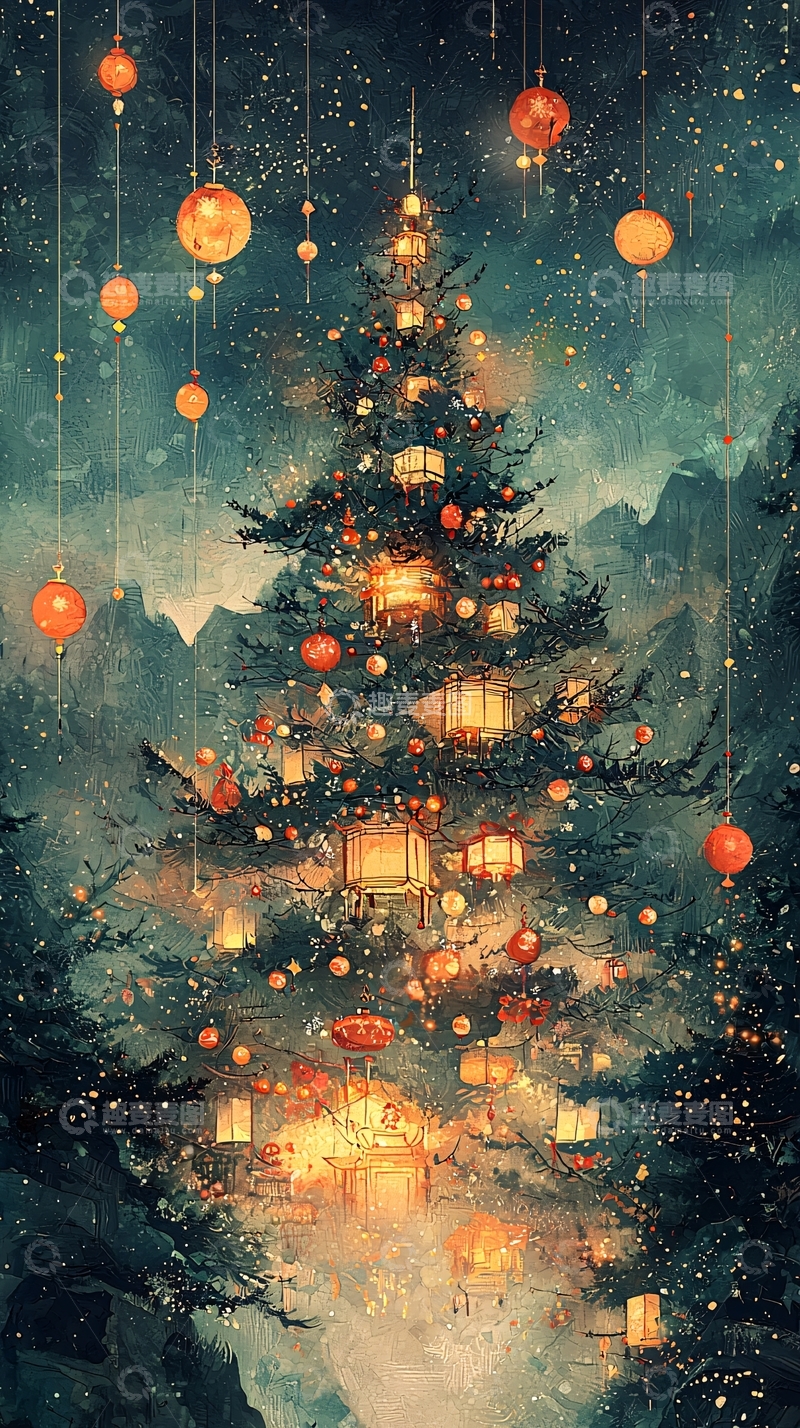 高清大图下载【趣麦麦图】梦幻圣诞树10