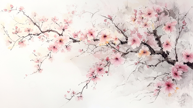 高清大图下载【趣麦麦图】水墨樱花