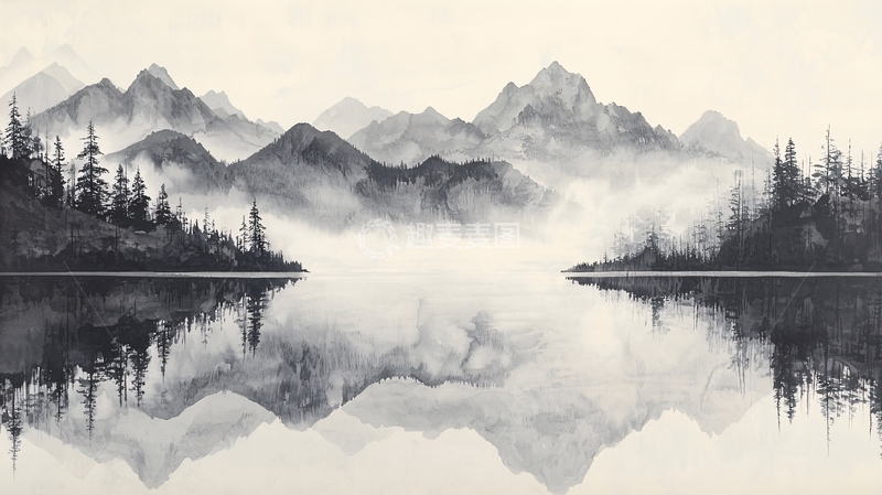 高清大图下载【趣麦麦图】水墨山水画948