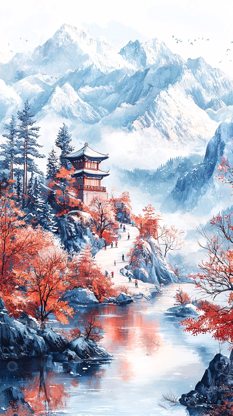 高清大图下载【趣麦麦图】水墨山水画958