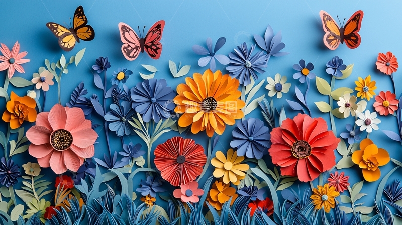 高清大图下载【趣麦麦图】彩色纸花背景