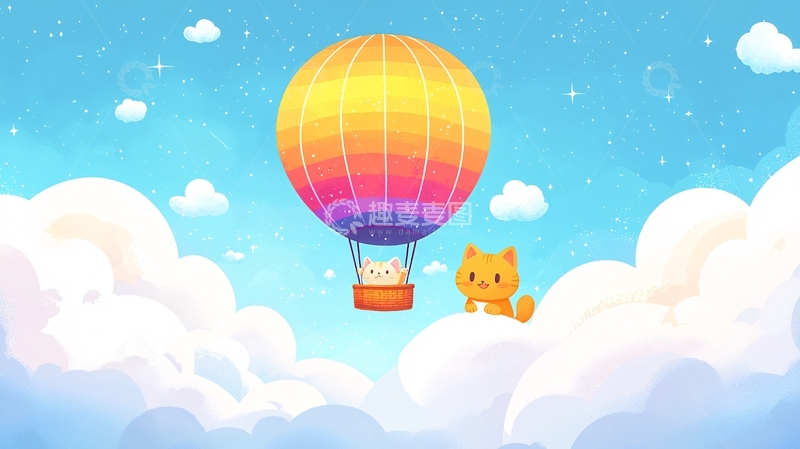 高清大图下载【趣麦麦图】彩虹热气球