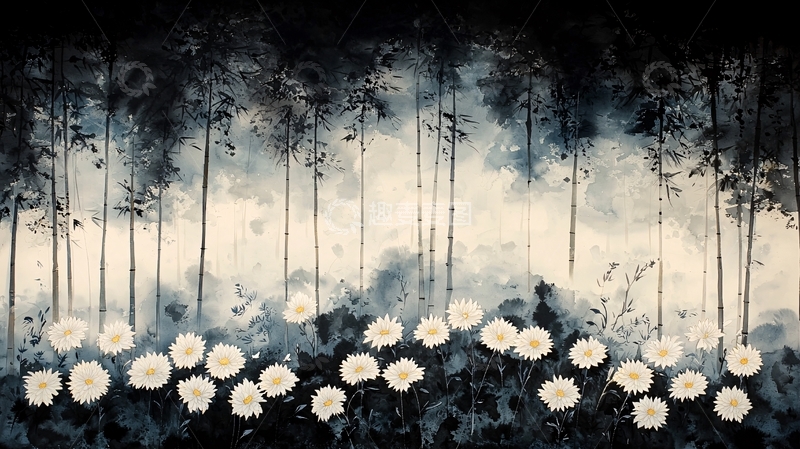 高清大图下载【趣麦麦图】水墨画森林