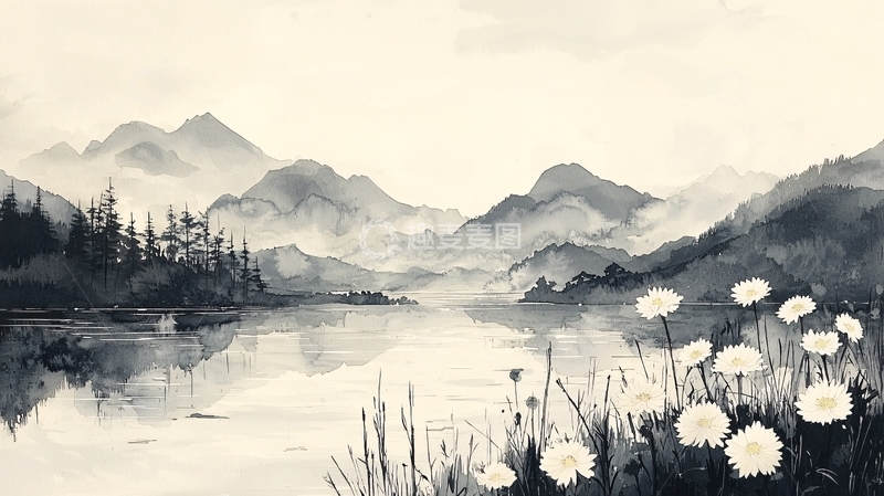 高清大图下载【趣麦麦图】水墨山水画956