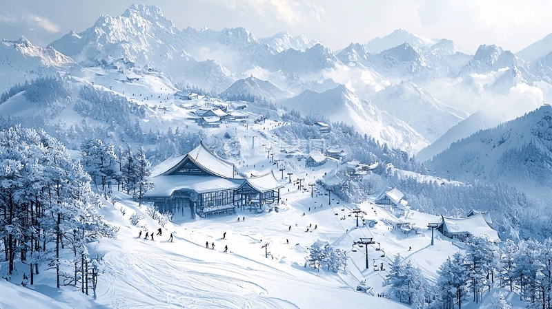 高清大图下载【趣麦麦图】雪山小镇冬季风光