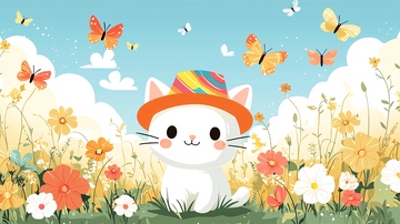 戴帽子的可爱猫咪