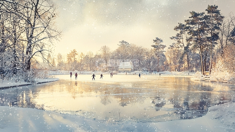 高清大图下载【趣麦麦图】冬日冰湖雪景