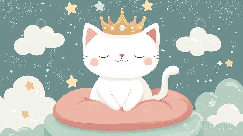 高清大图下载【趣麦麦图】戴皇冠的小猫