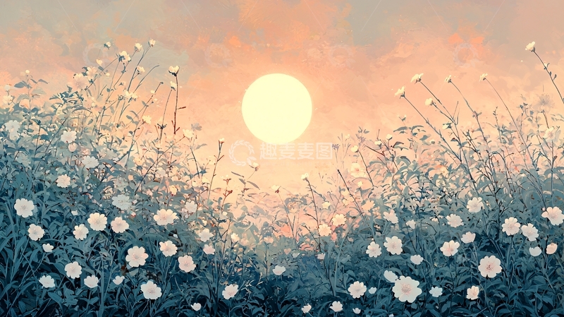 高清大图下载【趣麦麦图】日出花海