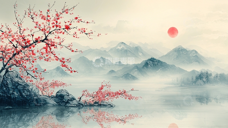 高清大图下载【趣麦麦图】水墨山水画962