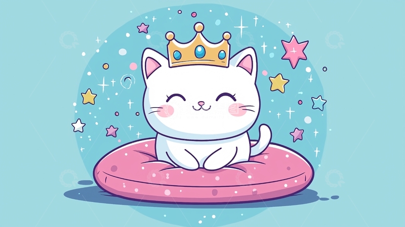 高清大图下载【趣麦麦图】戴皇冠的小猫