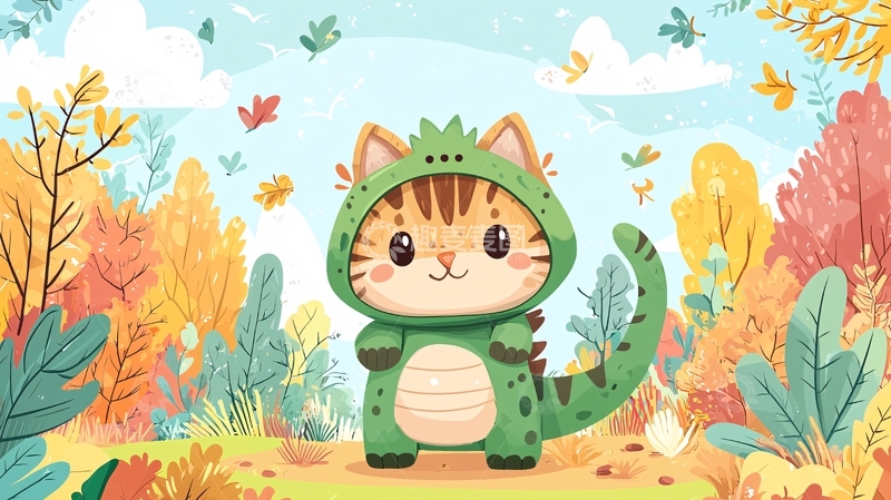 高清大图下载【趣麦麦图】可爱猫咪恐龙装扮