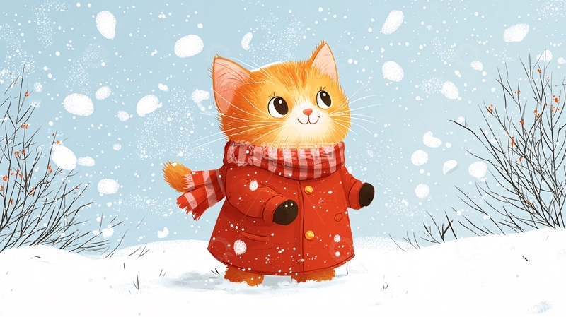 高清大图下载【趣麦麦图】冬天的小猫