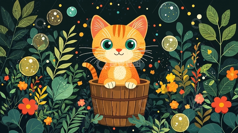 高清大图下载【趣麦麦图】可爱小猫花盆