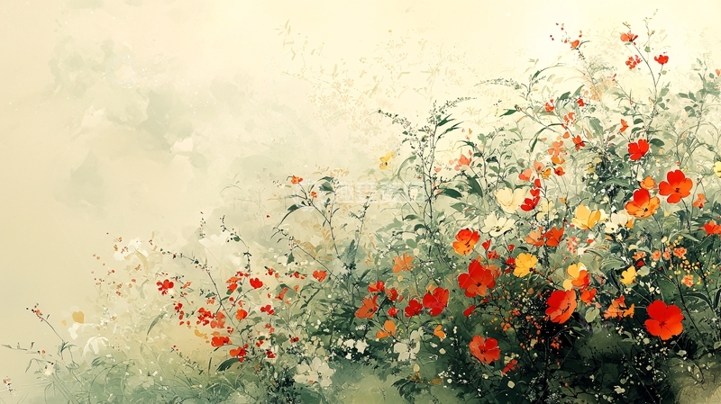 高清大图下载【趣麦麦图】水彩花卉背景17