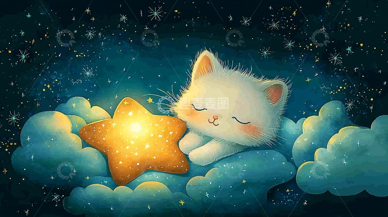 高清大图下载【趣麦麦图】星空猫咪