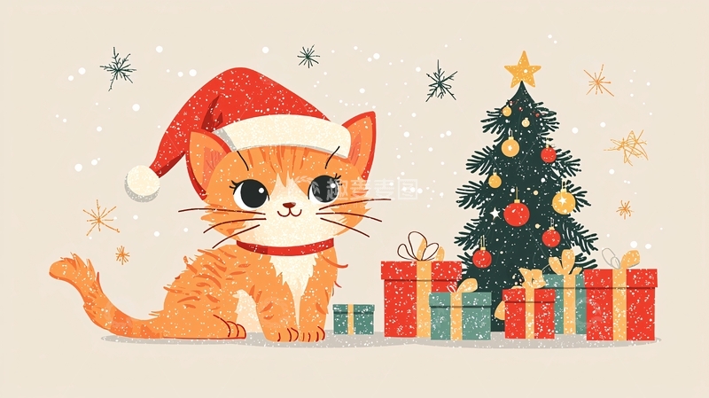 高清大图下载【趣麦麦图】圣诞猫咪