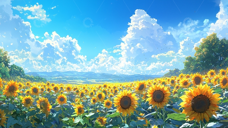 高清大图下载【趣麦麦图】向日葵花田