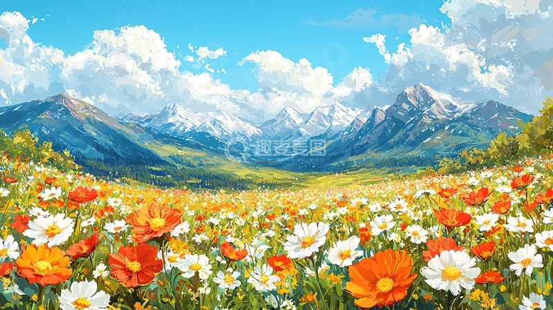 高清大图下载【趣麦麦图】高山花海