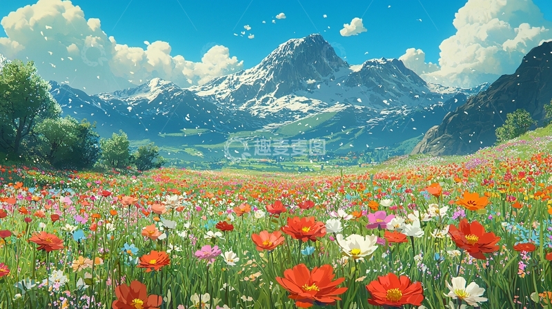 高清大图下载【趣麦麦图】鲜花盛开的山谷
