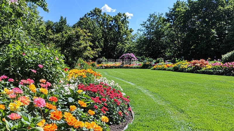 高清大图下载【趣麦麦图】阳光明媚的花园景色